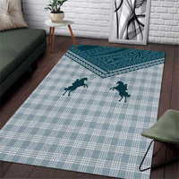 Aloha Hawaii Cowboys Paniolo Area Rug Teal Palaka - Polynesian Pride