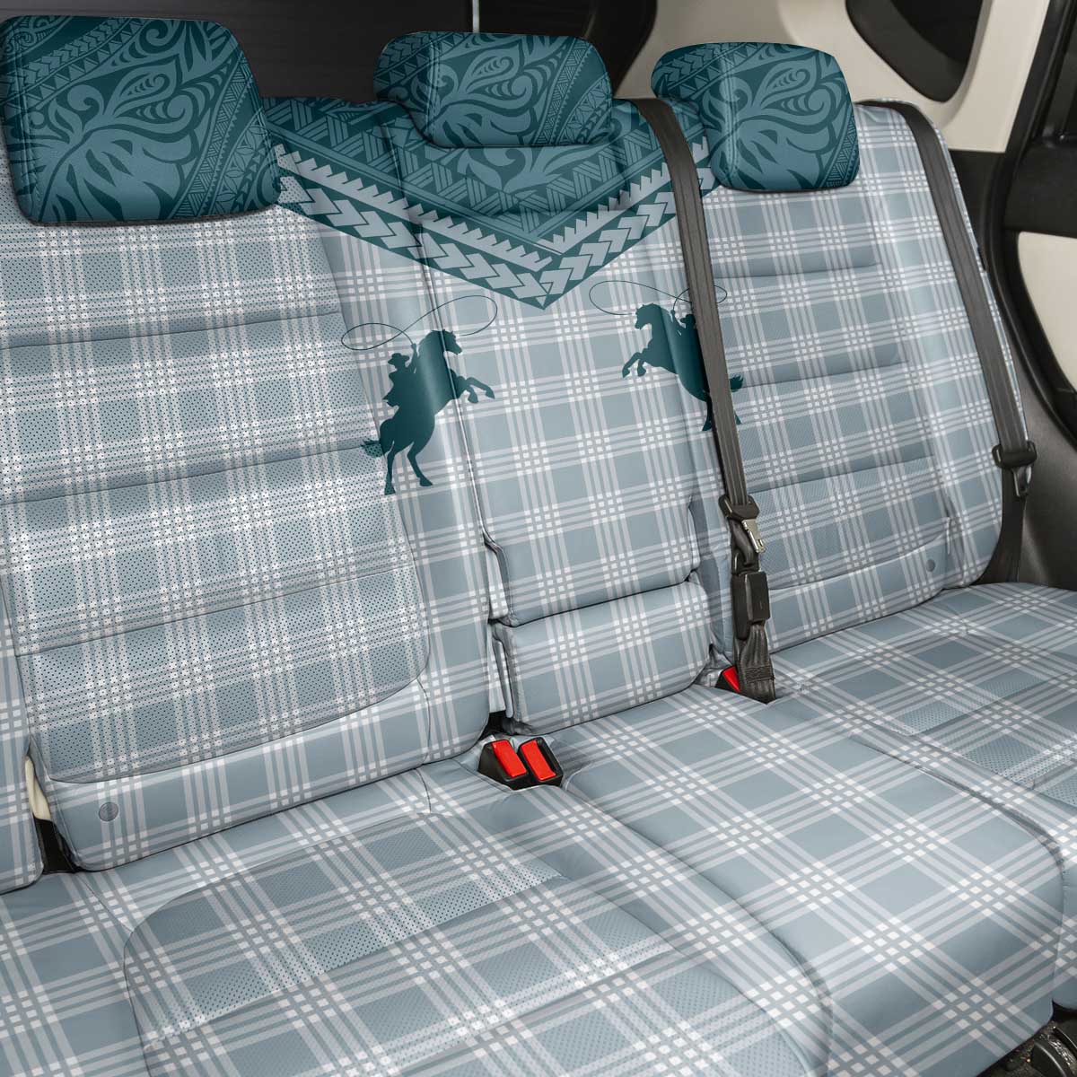 Aloha Hawaii Cowboys Paniolo Back Car Seat Cover Teal Palaka - Polynesian Pride