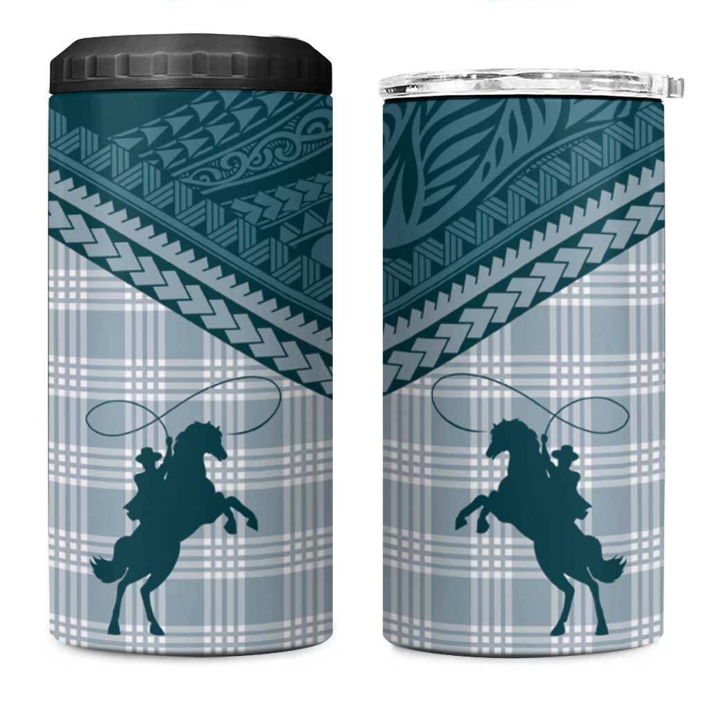 Aloha Hawaii Cowboys Paniolo 4 in 1 Can Cooler Tumbler Teal Palaka - Polynesian Pride