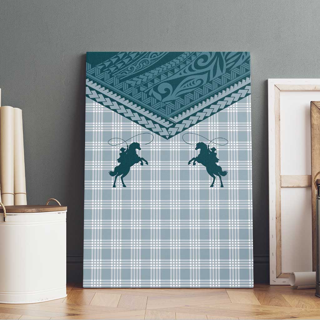 Aloha Hawaii Cowboys Paniolo Canvas Wall Art Teal Palaka - Polynesian Pride