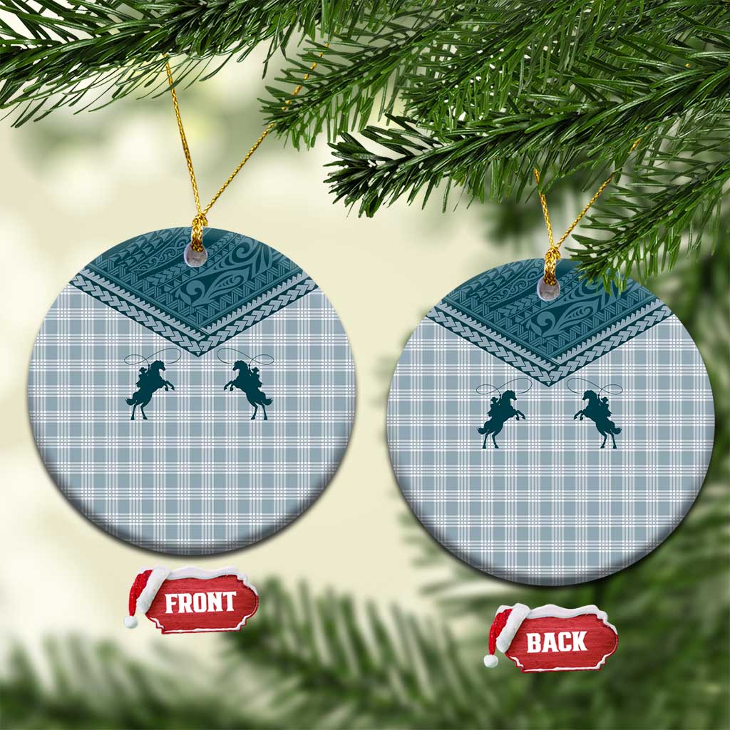 Aloha Hawaii Cowboys Paniolo Ceramic Ornament Teal Palaka - Polynesian Pride