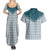 Aloha Hawaii Cowboys Paniolo Couples Matching Summer Maxi Dress and Hawaiian Shirt Teal Palaka - Polynesian Pride