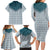 Aloha Hawaii Cowboys Paniolo Family Matching Long Sleeve Bodycon Dress and Hawaiian Shirt Teal Palaka - Polynesian Pride