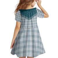 Aloha Hawaii Cowboys Paniolo Family Matching Short Sleeve Bodycon Dress and Hawaiian Shirt Teal Palaka - Polynesian Pride