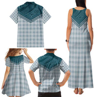 Aloha Hawaii Cowboys Paniolo Family Matching Tank Maxi Dress and Hawaiian Shirt Teal Palaka - Polynesian Pride