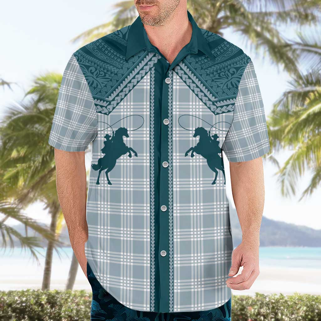 Aloha Hawaii Cowboys Paniolo Hawaiian Shirt Teal Palaka - Polynesian Pride