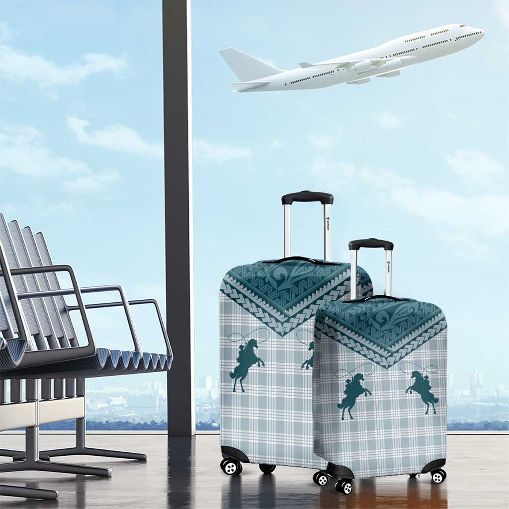 Aloha Hawaii Cowboys Paniolo Luggage Cover Teal Palaka - Polynesian Pride
