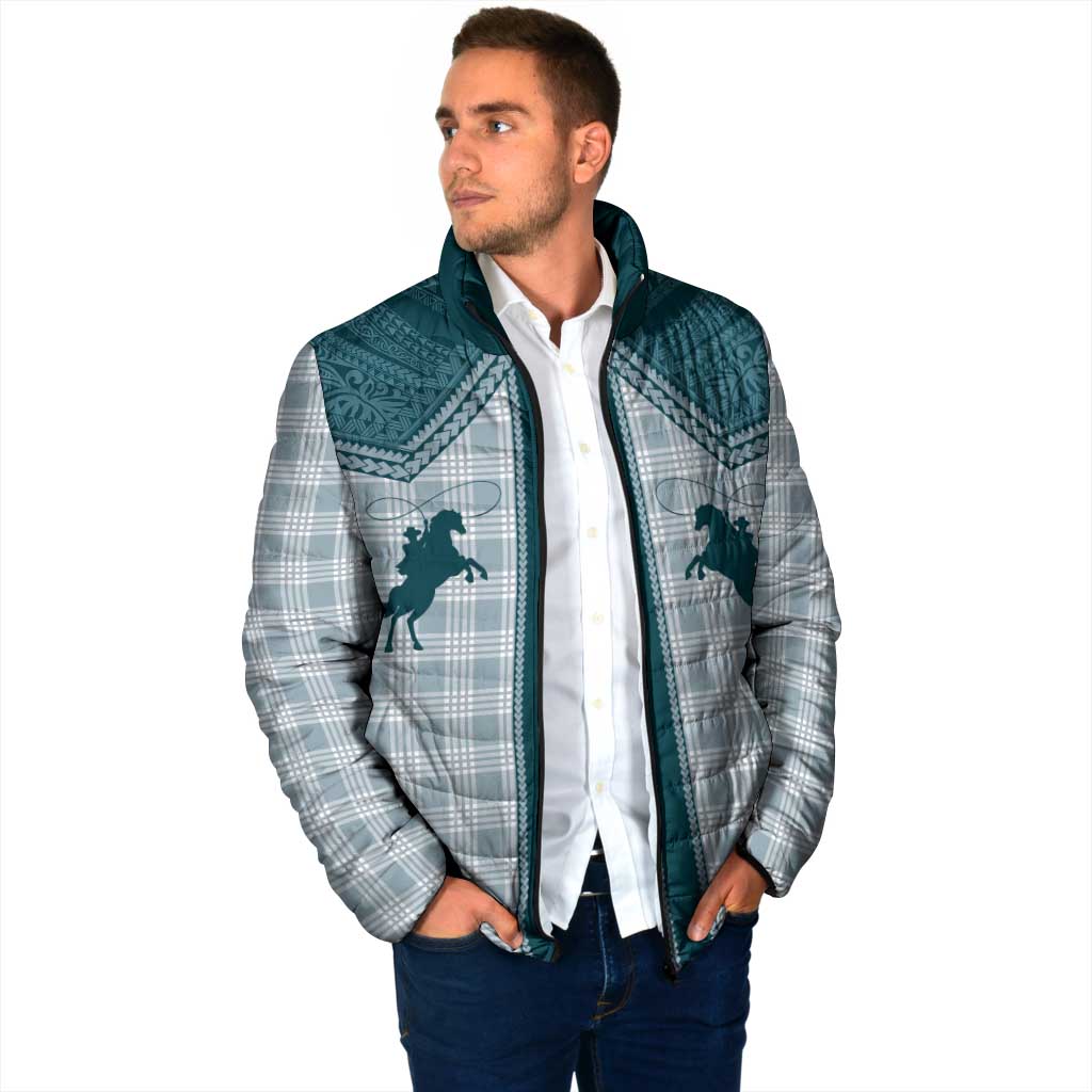 Aloha Hawaii Cowboys Paniolo Padded Jacket Teal Palaka - Polynesian Pride