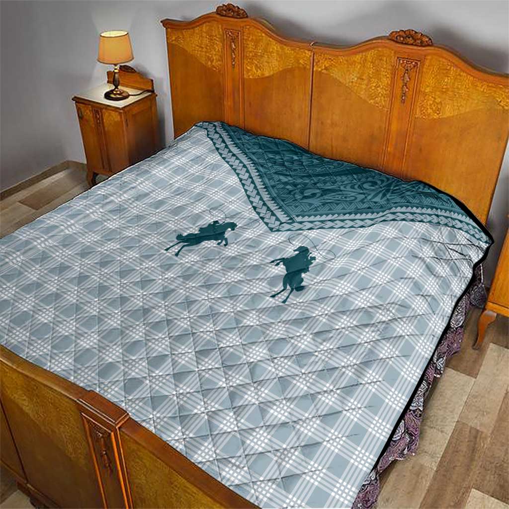 Aloha Hawaii Cowboys Paniolo Quilt Teal Palaka - Polynesian Pride