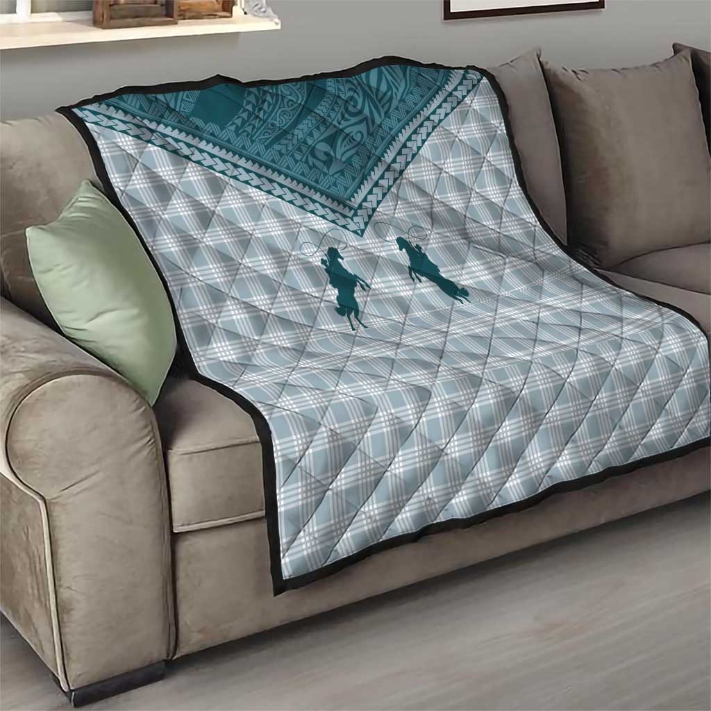 Aloha Hawaii Cowboys Paniolo Quilt Teal Palaka - Polynesian Pride