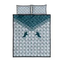 Aloha Hawaii Cowboys Paniolo Quilt Bed Set Teal Palaka - Polynesian Pride