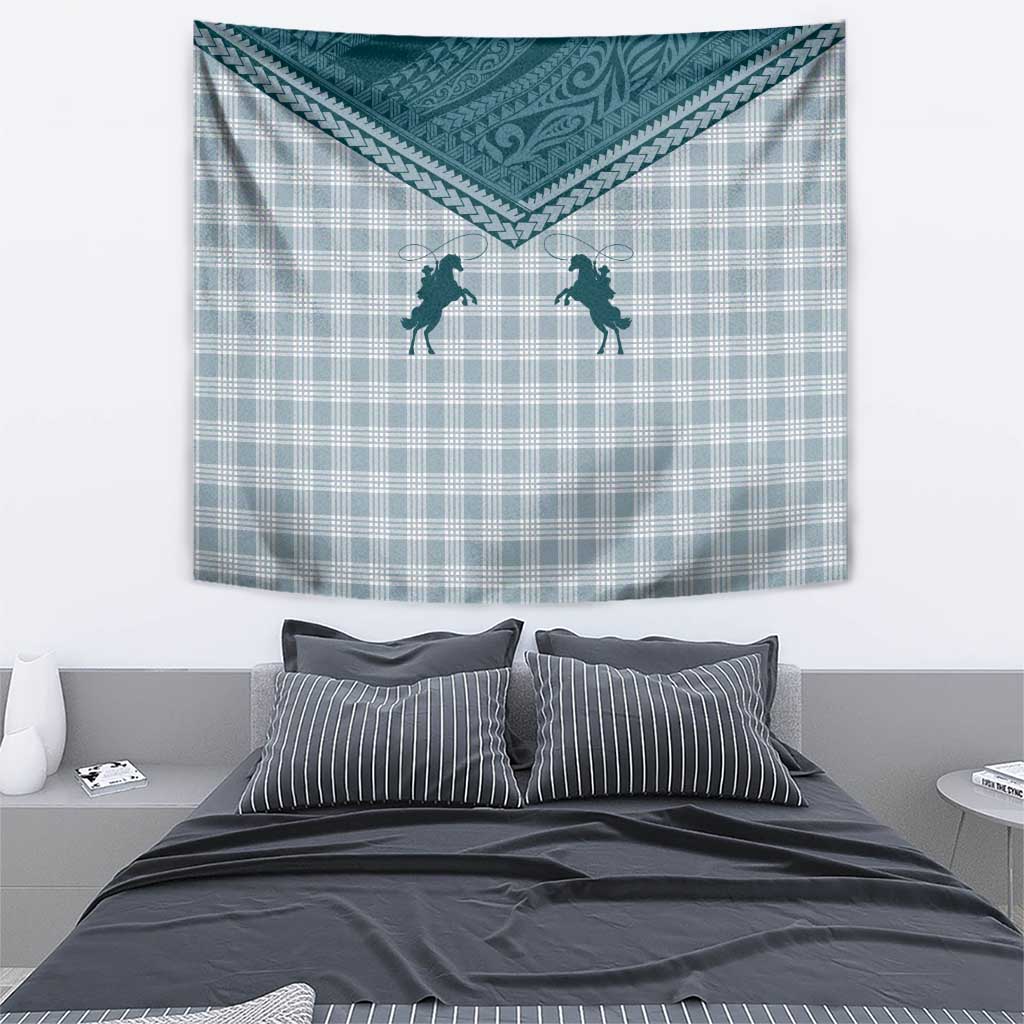 Aloha Hawaii Cowboys Paniolo Tapestry Teal Palaka - Polynesian Pride