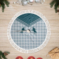 Aloha Hawaii Cowboys Paniolo Tree Skirt Teal Palaka LT7 Fringed Teal - Polynesian Pride