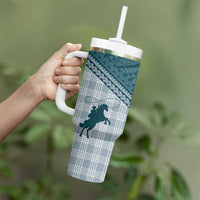 Aloha Hawaii Cowboys Paniolo Tumbler With Handle Teal Palaka - Polynesian Pride