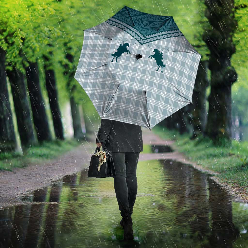 Aloha Hawaii Cowboys Paniolo Umbrella Teal Palaka - Polynesian Pride