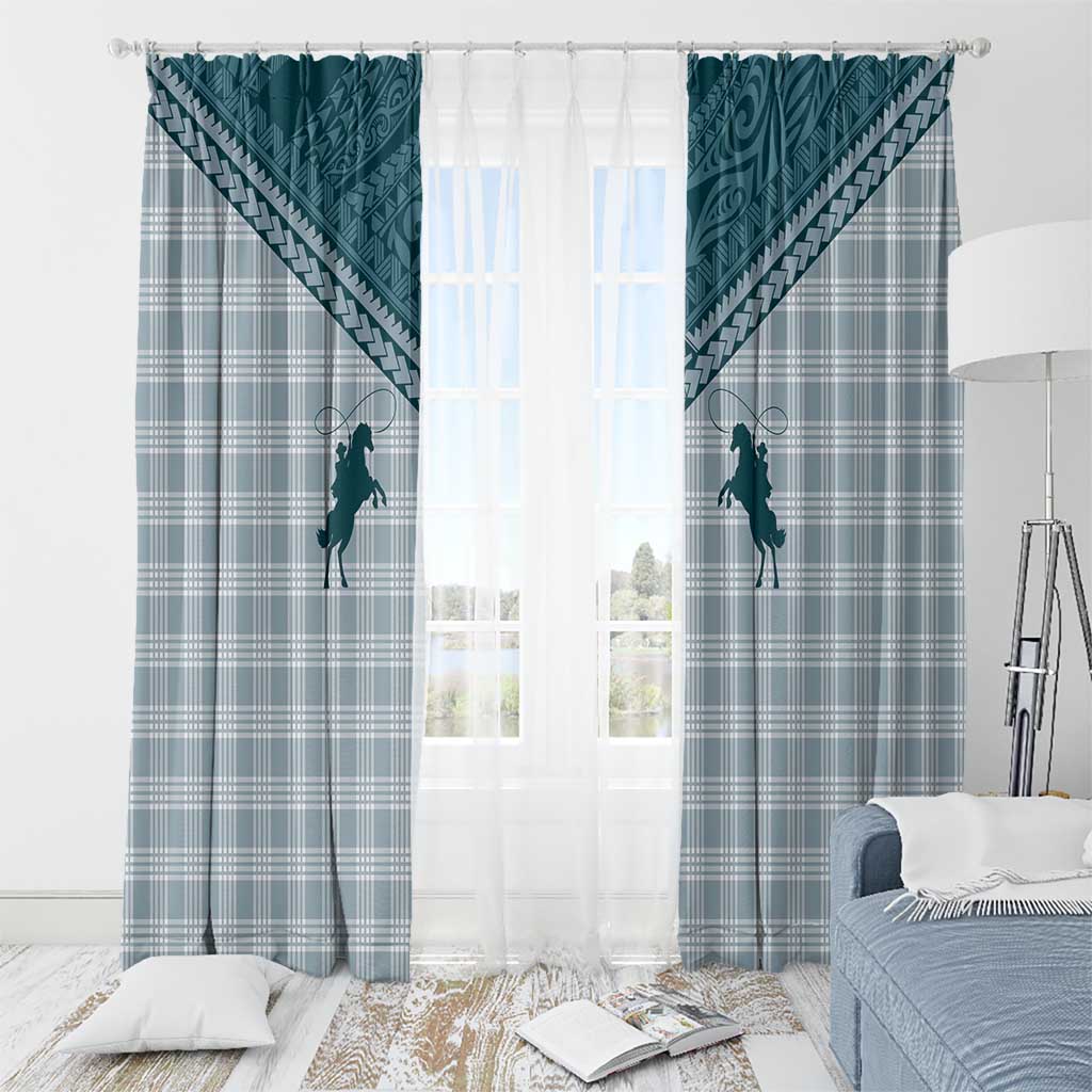 Aloha Hawaii Cowboys Paniolo Window Curtain Teal Palaka - Polynesian Pride