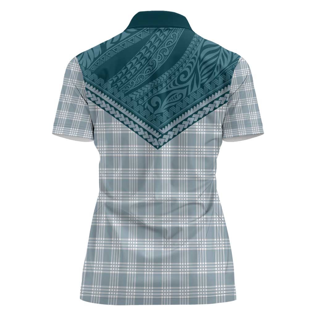 Aloha Hawaii Cowboys Paniolo Women Polo Shirt Teal Palaka - Polynesian Pride