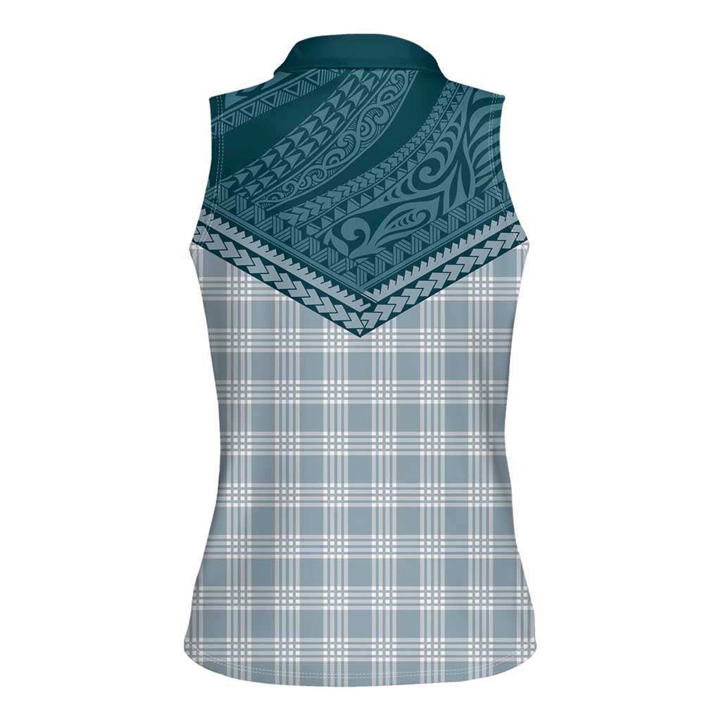Aloha Hawaii Cowboys Paniolo Women Sleeveless Polo Shirt Teal Palaka LT7 - Polynesian Pride