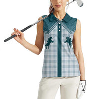 Aloha Hawaii Cowboys Paniolo Women Sleeveless Polo Shirt Teal Palaka LT7 - Polynesian Pride