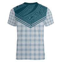 Aloha Hawaii Cowboys Paniolo Women V-Neck T-Shirt Teal Palaka - Polynesian Pride