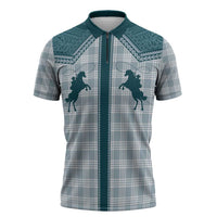 Aloha Hawaii Cowboys Paniolo Zipper Polo Shirt Teal Palaka LT7 Teal - Polynesian Pride