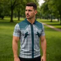 Aloha Hawaii Cowboys Paniolo Zipper Polo Shirt Teal Palaka LT7 - Polynesian Pride