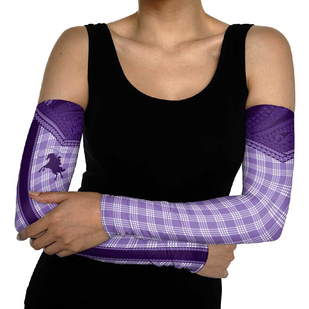 Aloha Hawaii Cowboys Paniolo Arm Sleeves Violet Palaka - Polynesian Pride