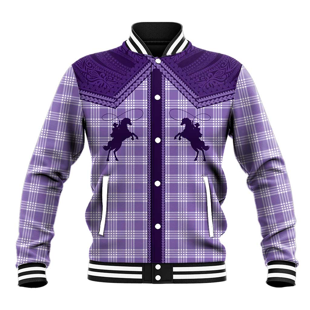 Aloha Hawaii Cowboys Paniolo Baseball Jacket Violet Palaka - Polynesian Pride
