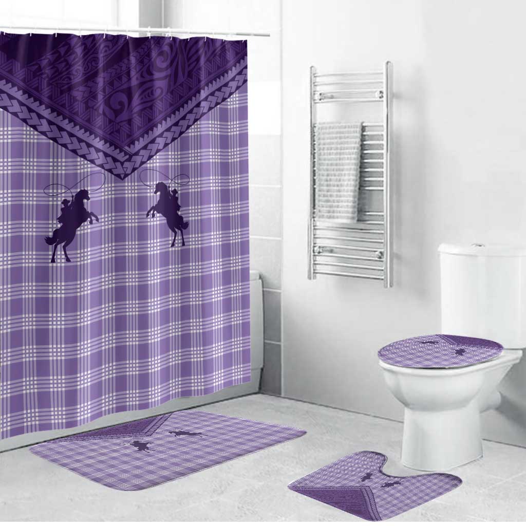 Aloha Hawaii Cowboys Paniolo Bathroom Set Violet Palaka - Polynesian Pride