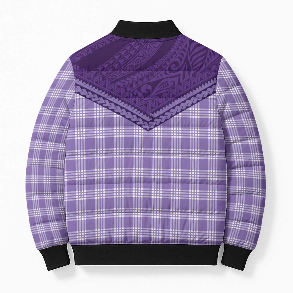 Aloha Hawaii Cowboys Paniolo Bomber Puffer Jacket Violet Palaka - Polynesian Pride