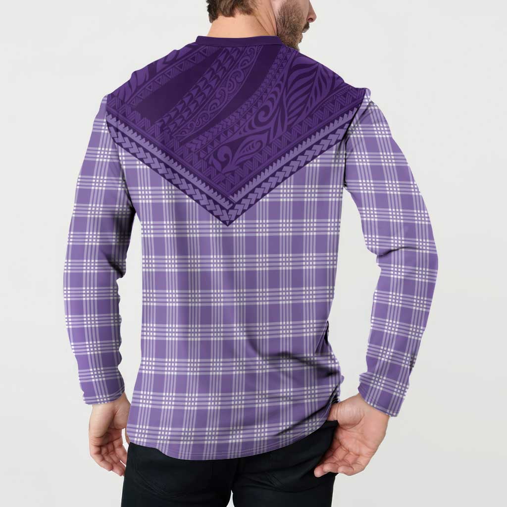 Aloha Hawaii Cowboys Paniolo Button Sweatshirt Violet Palaka - Polynesian Pride