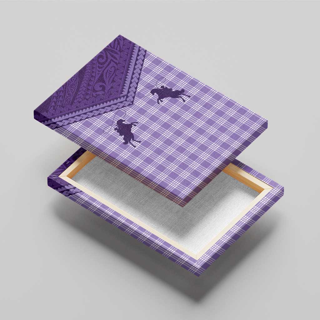 Aloha Hawaii Cowboys Paniolo Canvas Wall Art Violet Palaka - Polynesian Pride