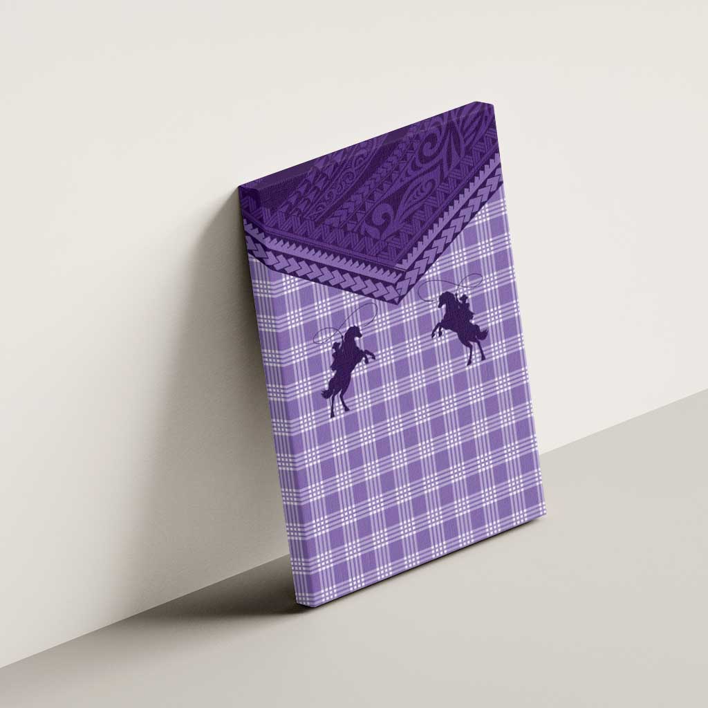 Aloha Hawaii Cowboys Paniolo Canvas Wall Art Violet Palaka - Polynesian Pride