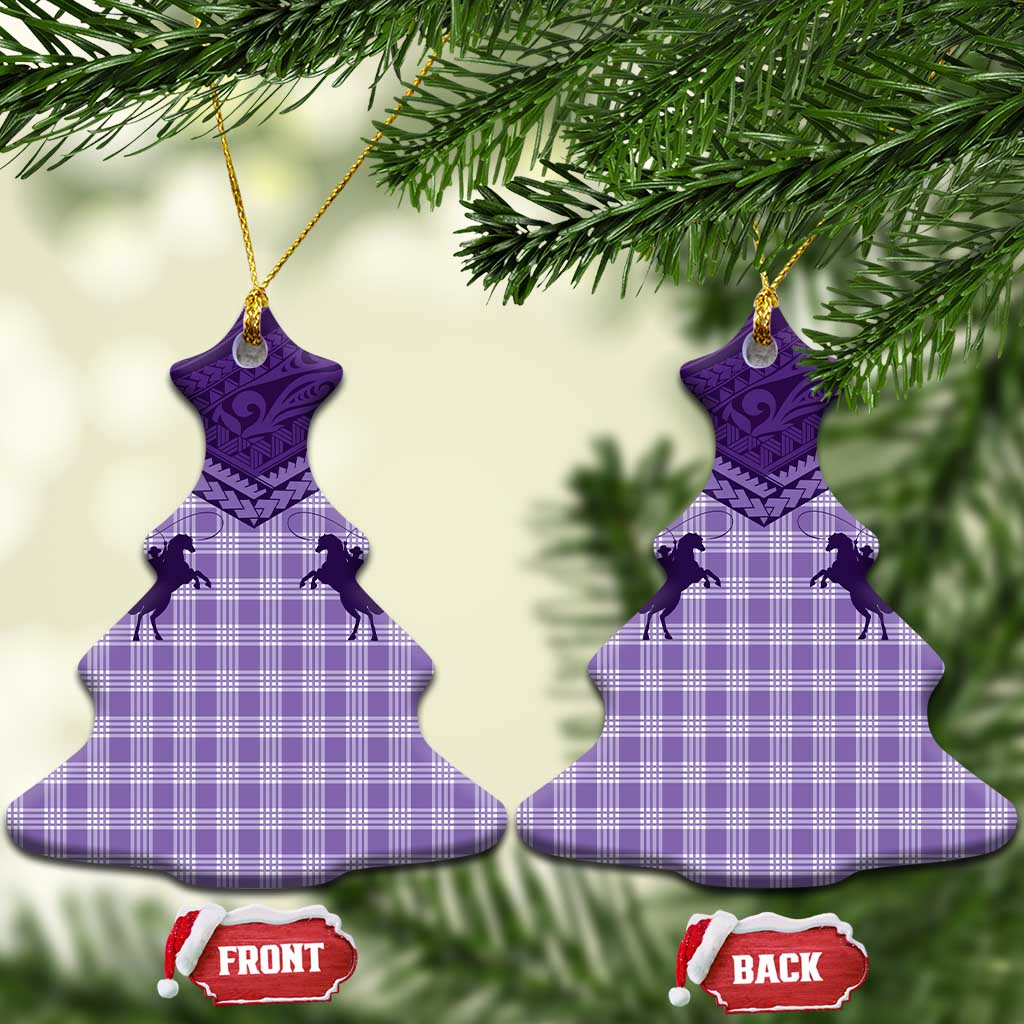 Aloha Hawaii Cowboys Paniolo Ceramic Ornament Violet Palaka - Polynesian Pride