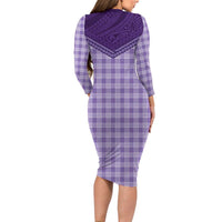 Aloha Hawaii Cowboys Paniolo Family Matching Long Sleeve Bodycon Dress and Hawaiian Shirt Violet Palaka - Polynesian Pride