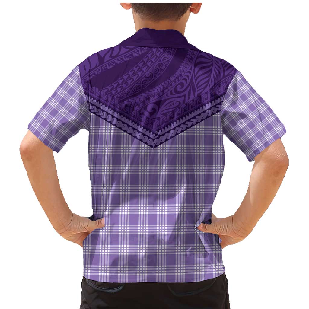 Aloha Hawaii Cowboys Paniolo Family Matching Mermaid Dress and Hawaiian Shirt Violet Palaka - Polynesian Pride