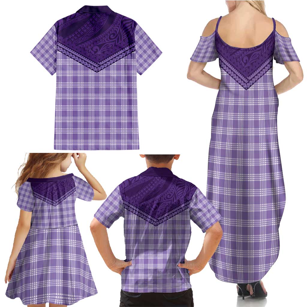 Aloha Hawaii Cowboys Paniolo Family Matching Summer Maxi Dress and Hawaiian Shirt Violet Palaka - Polynesian Pride