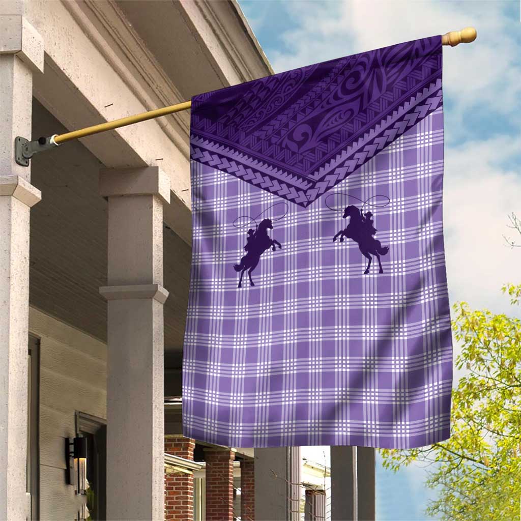 Aloha Hawaii Cowboys Paniolo Garden Flag Violet Palaka - Polynesian Pride