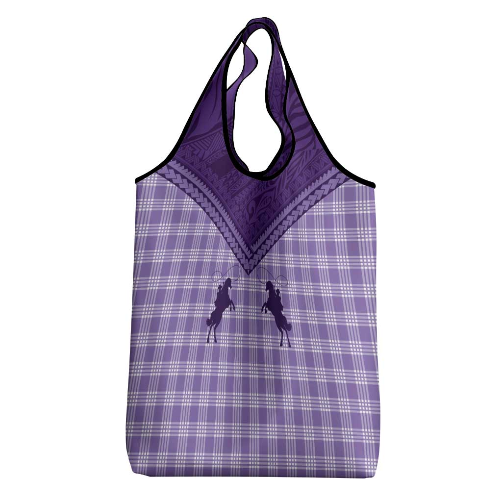Aloha Hawaii Cowboys Paniolo Grocery Bag Violet Palaka - Polynesian Pride
