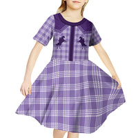 Aloha Hawaii Cowboys Paniolo Kid Short Sleeve Dress Violet Palaka - Polynesian Pride