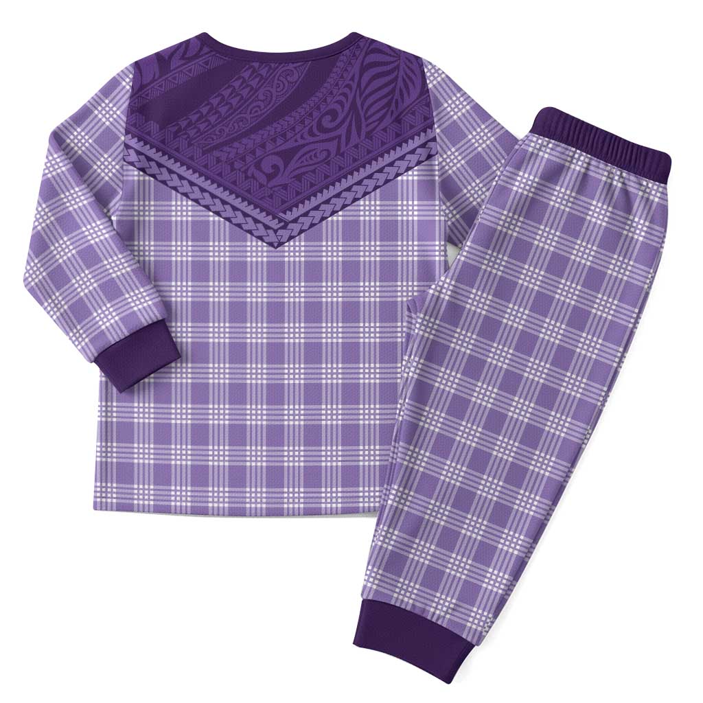 Aloha Hawaii Cowboys Paniolo Christmas Pajama Set Violet Palaka - Polynesian Pride