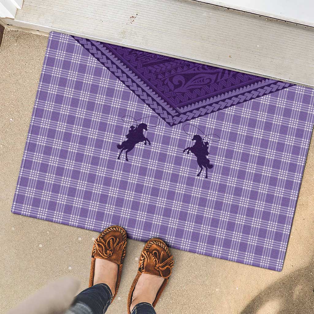 Aloha Hawaii Cowboys Paniolo Rubber Doormat Violet Palaka - Polynesian Pride
