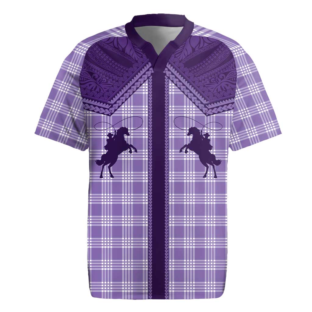 Aloha Hawaii Cowboys Paniolo Rugby Jersey Violet Palaka - Polynesian Pride