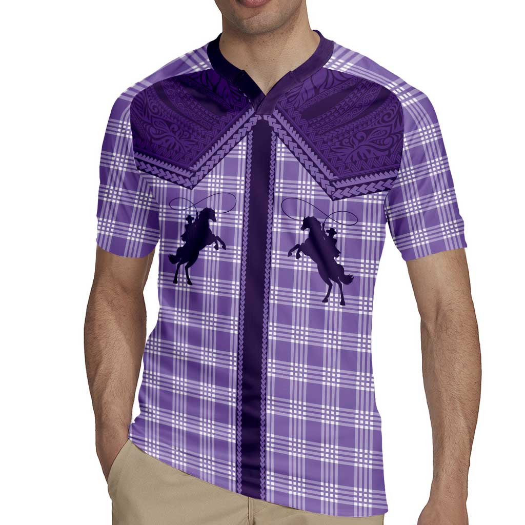 Aloha Hawaii Cowboys Paniolo Rugby Jersey Violet Palaka - Polynesian Pride