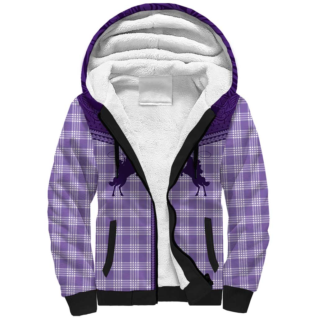 Aloha Hawaii Cowboys Paniolo Sherpa Hoodie Violet Palaka LT7 Unisex Purple - Polynesian Pride