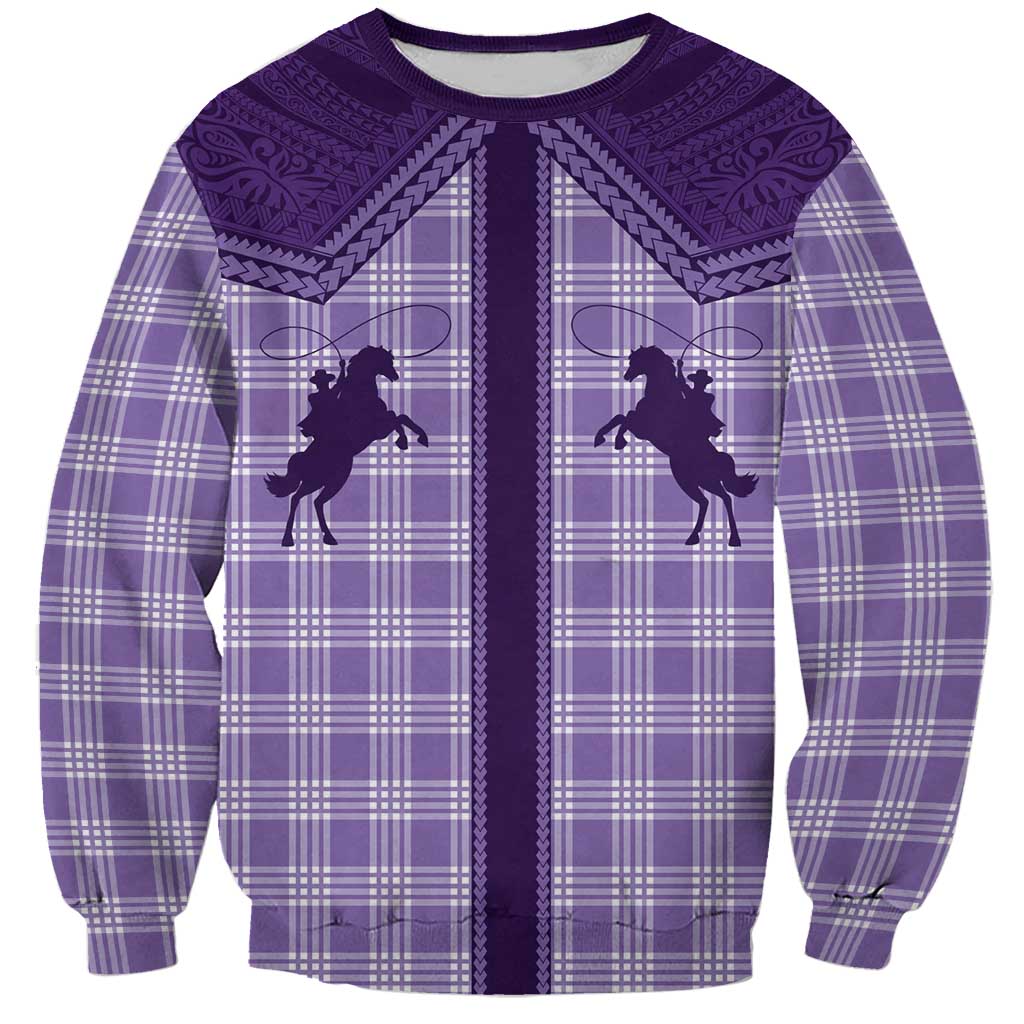 Aloha Hawaii Cowboys Paniolo Sweatshirt Violet Palaka LT7 Unisex Purple - Polynesian Pride