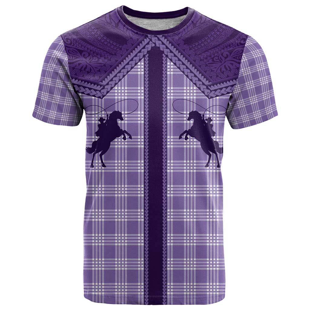 Aloha Hawaii Cowboys Paniolo T Shirt Violet Palaka - Polynesian Pride