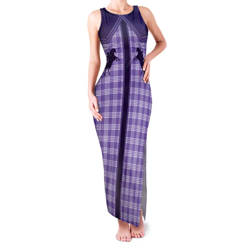 Aloha Hawaii Cowboys Paniolo Tank Maxi Dress Violet Palaka - Polynesian Pride