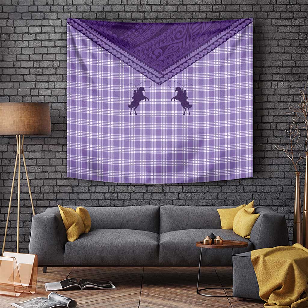 Aloha Hawaii Cowboys Paniolo Tapestry Violet Palaka - Polynesian Pride