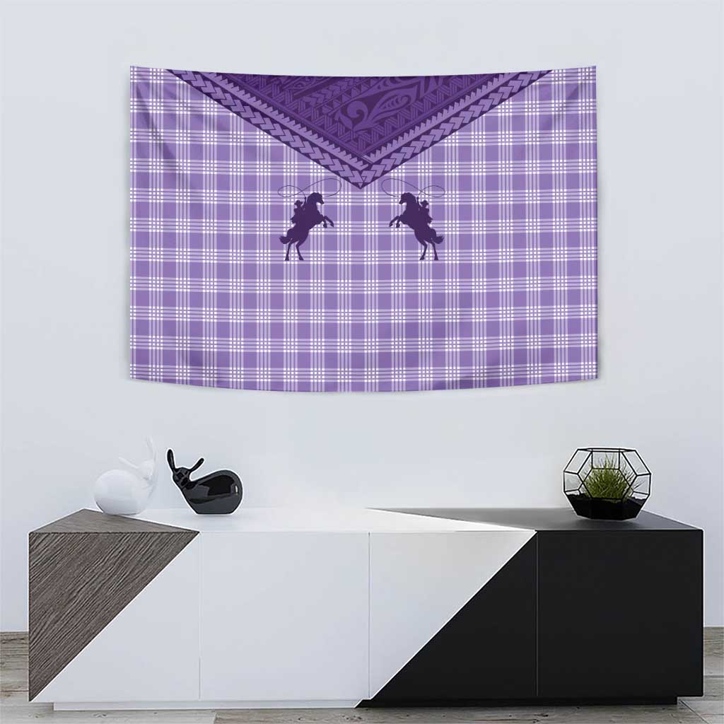 Aloha Hawaii Cowboys Paniolo Tapestry Violet Palaka - Polynesian Pride